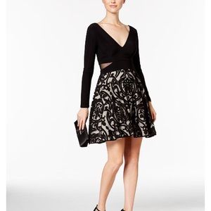 Xscape Illusion Cut-Out Fit & Flare Dress